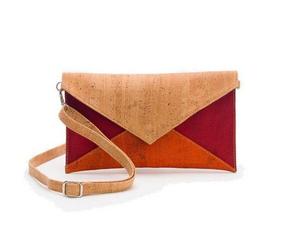 Kork-Deko Moderne kleine Pochette (Clutch) mit Gurt, rot / beige
