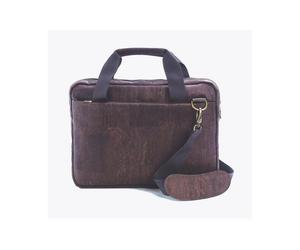 Kork-Deko stylische Schultertasche aus Kork-Stoff - Aktentasche | dunkelbraun