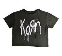 Korn Crop Top T Shirt Still A Freak Band Logo Nue offiziell Damen Grün L