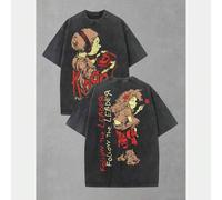 Korn Follow The Leader Nu Metal, gewaschenes übergroßes Grafik-T-Shirt, Herren Kurzarm aus reiner Baumwolle, locker geschnitten, 90er-Grunge-Streetwea