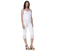 Koroshi Caprihose für Damen, Push Up mit Stickerei und Glitzer am Saum, Weiß, weiß, 38