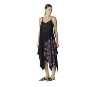 Koroshi Damenkleid, lang, Träger, Mandala-Druck, asymmetrisch, Schwarz , Large