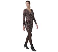 Koroshi Kurzes Kleid mit Kaschmir-Druck für Damen, Schwarz, Langarm, Kreuzausschnitt, geraffte Vorderseite und Logo, Schwarz , Small