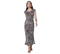 Koroshi Langes elastisches Kleid mit ethnischem Druck für Damen, Braun, Braun, braun, Small