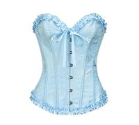 Korsage Damen Trachten Corsage Gothic Blumendruck Goth Korsett Corsage Reizwäsche Faschingskostüme Blau L