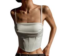 Korsett Top Damen Elegant -Bustier Damen Sexy Crop Top Push Up BH Dessous Tank Top Trägertop Einfarbig Corsage Weste Corset Top Lässig Unterhemd Top Camisole Tanktops Frauen Club Rave Party