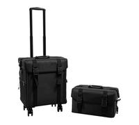 Kosmetikkoffer Trolley, 2 in 1 Groß Make Up Koffer Kosmetik Trolley Friseurkoffer Schminkkoffer mit Rollen Nagelkoffer Beauty Case Nagedesign Koffer