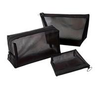 Kosmetiktasche 3-teilige Netz-Kosmetiktasche, Netz-Make-up-Tasche mit Reißverschlusstasche, Reise-Toilettenartikel for Make-up-Organizer, Büro-Reisezubehör Kulturtaschen