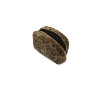 Kosmetiktasche aus Fake Fur mit Leo-Muster (3er-Pack) braun, 21x14x8.5cm