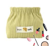 Kosmetiktasche aus geripptem Samt für Lippenstift, kleine weiche Aufbewahrungstasche mit elastischer Öffnung, tragbare Aufbewahrungstasche für Kosmetik, Make-up-Organizer, grün, Se référer au