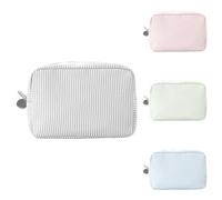 Kosmetiktasche aus geripptem Samt - Kosmetiktasche mit großem Fassungsvermögen | Reise-Make-up-Tasche mit gestreiftem Seersucker-Motiv, tragbare Make-up-Tasche für Frauen, Polyesteretui, Light Green