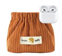 Kosmetiktasche aus geripptem Samt - weicher Stoff 13 x 5 x 12 cm | kleine tragbare Kosmetiktasche | geräumiger und modischer Aufbewahrungsorganizer für Schmuck, Haarschmuck und Essentials, coffee, Se