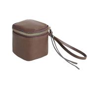 Kosmetiktasche aus Leder, kleine Kosmetiktasche, PU-Leder, platzsparend, Schönheitsetui, quadratisch, Vintage Toiletry Pouch, Lippenstift, X-Ecken, Reißverschluss, kompakte Größe, 3,94 x 2,76 x 3,54