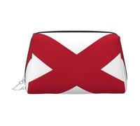 Kosmetiktasche aus Leder mit Alabama-Flaggenaufdruck, Make-up-Tasche für Geldbörse mit Reißverschluss oben, stilvolle Kulturtasche, silber, Eine Größe
