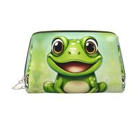 Kosmetiktasche aus Leder mit grünem Frosch-Aufdruck, Make-up-Tasche für Geldbörse mit Reißverschluss oben, stilvolle Kulturtasche, gold, Eine Größe