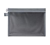 Kosmetiktasche aus Mesh-Gewebe, Grau, M, 19x14cm | Transparente Optik, Badartikel Tasche, Beim Camping, Für Badezimmer-Nutzer