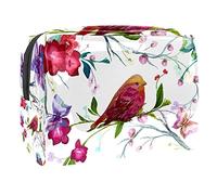 Kosmetiktasche aus PVC, Motiv: Vögel, Schmetterlinge und Blumen, wasserdicht, Reise-Tragetasche für Damen und Mädchen