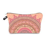 Kosmetiktasche Beige Mandala Schminktasche Tragbare Reise Kosmetiktasche Set,Klein Niedliche Vielseitige Geldbörse Klein, Kosmetiktasche Damen,Reißverschlusstasche Kosmetik Tasche