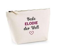 Kosmetiktasche Beste Elodie der Welt - Schminktäschchen, Make-up, Kulturtasche aus Baumwolle - Geschenk Muttertag, Geburtstag, Schwester, Weihnachten, Patentante