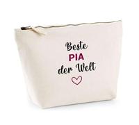 Kosmetiktasche Beste Pia der Welt - Schminktäschchen, Make-up, Kulturtasche aus Baumwolle - Geschenk Muttertag, Geburtstag, Schwester, Weihnachten, Patentante