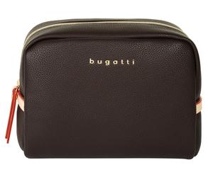 Kosmetiktasche BUGATTI "ELLA", Damen, Gr. B/H/T: 20cm x 15cm x 8cm onesize, braun (dunkelbraun), Kunstfaser, leicht glänzend, unifarben, Taschen Kosmetiktasche (40937350-0) dunkelbraun