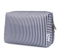 Kosmetiktasche Damen Schminktasche Aqua Flamingo Blauer Streifen L