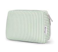 Kosmetiktasche Damen Schminktasche Kulturbeutel Hellgrüne Streifen L