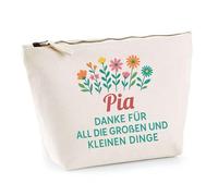 Kosmetiktasche Danke Pia - Schminktäschchen Make-up Kulturtasche aus Baumwolle - Geschenk Muttertag Geburtstag Schwester Weihnachten Patentante