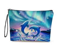 Kosmetiktasche Delphin Schminktasche Tragbare Reise Kosmetiktasche Set,Klein Niedliche Vielseitige Geldbörse Klein, Kosmetiktasche Damen,Reißverschlusstasche Kosmetik Tasche