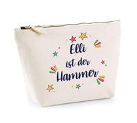 Kosmetiktasche Elli ist der Hammer - Schminktäschchen, Make-up, Kulturtasche aus Baumwolle - Geschenk Muttertag, Geburtstag, Schwester, Weihnachten, Patentante