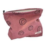 Kosmetiktasche für Damen - Cord-Kosmetiktasche, ästhetische Damenhandtaschen, Geldbörsen, lächelnde Punkte, Make-up-Organizer, Aufbewahrung, Make-up-Tasche, Mädchen-Etui, A-rosa, Kawaii süße