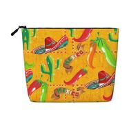 Kosmetiktasche für Damen, Kaktushut und Chilischote, wasserabweisend, Make-up-Tasche, groß, Kosmetiktasche