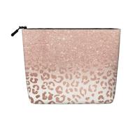 Kosmetiktasche für Damen, mit Glitzer, wasserabweisend, Make-up-Tasche, groß, rotgoldfarben