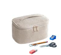 Kosmetiktasche für Reisen, ästhetische Aufbewahrung, aus geripptem Samt - Kulturbeutel für Reisen und Stifte, für Haus, Camping, Lippenstift, Lidschatten, 1, Beziehen Sie sich auf die Beschreibung