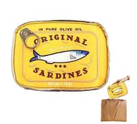 Kosmetiktasche - große Kapazität, niedliche Sardinen-Dosenform, kreatives Katzen- und Fisch-Design, Reise-Kulturbeutel, Make-up-Tasche für Hautpflege, Lidschatten, kleine Tragetasche, gelb, Refer to