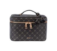Kosmetiktasche JOOP "cortina 1.0 flora washbag mhz", Damen, Gr. B/H/T: 24cm x 17cm x 13cm, schwarz (seal braun), Lederimitat, bedruckt, Taschen Kosmetiktasche, Schminktasche, Beautycase, Kulturbeutel