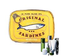 Kosmetiktasche, Kulturbeutel, Reisetasche, PU-Leder, Kosmetik-Organizer-Taschen, lustiges Sardinen-Design, ästhetische Aufbewahrungstasche für Lidschatten, Shampoo und Reisen, 15,5 x 11 x 4,5 cm, gelb