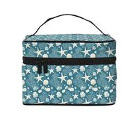 Kosmetiktasche mit Cartoon-Motiv und Seestern-Muschel-Druck, niedliche Kosmetiktasche für Damen, große Reise-Make-up-Organizer-Tasche