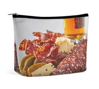 Kosmetiktasche mit dunkelblauen Blättern, tragbare Kulturbeutel, große Kapazität, Reise-Make-up-Tasche, Beauty-Make-up-Organizer für Shampoo, Conditioner, Pinsel-Set, Make-up-Zubehör, Wurst und