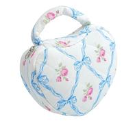 Kosmetiktasche mit floralem Herz-Design, geräumige Innenseite, Make-up-Taschen für den täglichen Gebrauch, gesteppte Polyester-Kulturbeutel, blau, Einheitsgröße