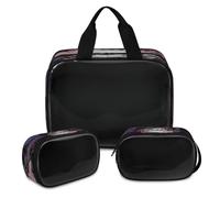 Kosmetiktasche mit Galaxie-Nebel und Totenkopf-Motiv, durchscheinend, Kosmetiktasche, Kulturbeutel, Duschtasche, 3 Stück, Reise-Kulturartikel, Kosmetik-Organizer, farbe, XL, Kosmetiktasche