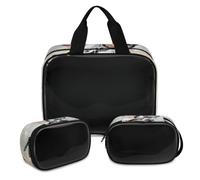 Kosmetiktasche mit Giraffen-Motiv, für Damen und Herren, modisch, florales Giraffenmuster, durchscheinend, Kulturbeutel, 3 Stück, Reise-Kulturartikel, Kosmetik-Organizer, farbe, XL, Kosmetiktasche