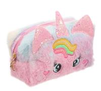 Kosmetiktasche mit Großem Innenraum für Mädchen Plüsch Einhorn | Reise Kulturbeutel, Niedliches Cartoon Design, Rosa Ausführung, Handlich und Geräumig für Unterwegs