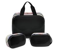 Kosmetiktasche mit niedlichem Alpaka-Cartoon-Motiv, für Damen und Herren, Alpaka-Rosa, durchscheinend, Kosmetiktasche, Kulturbeutel, Duschtasche, 3 Stück, Reise-Kulturartikel, Kosmetik-Organizer,