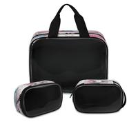 Kosmetiktasche mit niedlichem Cartoon-Einhorn-Katze, für Damen und Herren, durchscheinend, Kulturbeutel, Duschtasche, 3 Stück, Reise-Kulturartikel, Kosmetik-Organizer, farbe, XL, Kosmetiktasche