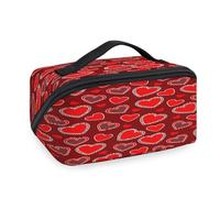 Kosmetiktasche mit rotem Herz, für Damen, Herren, Mädchen, Jungen, Herz-Waschbeutel, tragbar, Kulturbeutel, Kosmetik, Toilettenartikel, Organizer, Duschtasche