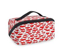 Kosmetiktasche mit rotem Herzmotiv, für Damen, Herren, Mädchen, Jungen, tragbar, Kulturbeutel, Kosmetik, Toilettenartikel, Organizer, Duschtasche