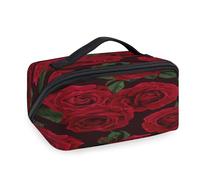 Kosmetiktasche mit rotem Rosen-Design, für Damen, Herren, Mädchen, Jungen, Rosen, Kulturbeutel, Kosmetik, Toilettenartikel, Organizer, Duschtasche