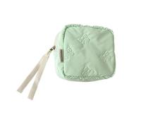 Kosmetiktasche mit Schleife, reisefreundlich, mit Schmuck-Aufbewahrungsfach, Stoff-Make-up-Tasche, grün, Einheitsgröße