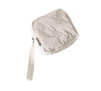 Kosmetiktasche mit Schleife, reisefreundlich, mit Schmuck-Aufbewahrungsfach, Stoff-Make-up-Tasche, weiß, Einheitsgröße